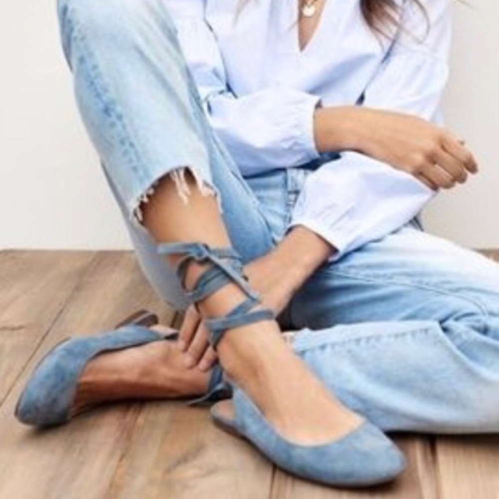 New In Box Madewell Tan Lace Up Ballet Flats 9 1/2 - Picture 6 of 7